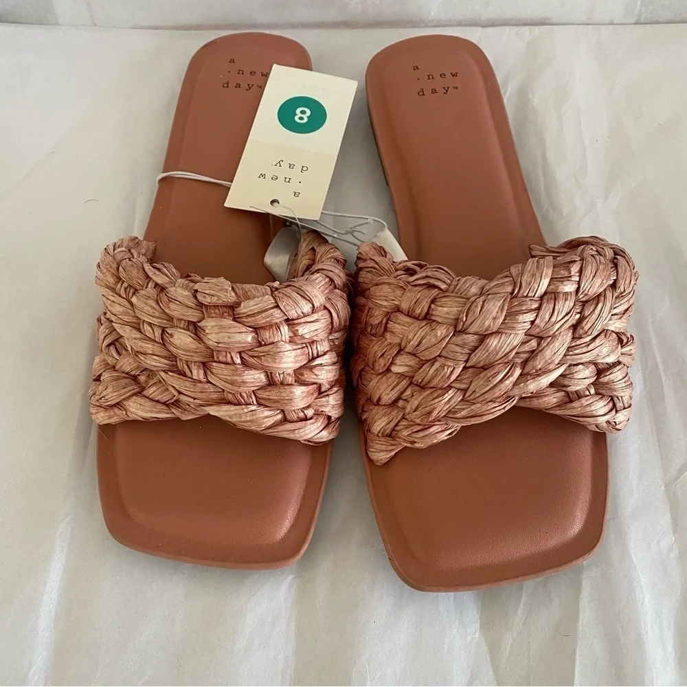 Women’s Nicolete Sandals Woven Slip On Memory Foam Sandals A New Day Pink Size 8 - Picture 1 of 4